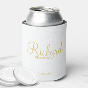 Enfriador De Latas Moderno guión Gold Personalizado Groomsman