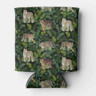 Enfriador De Latas Moderno Leopards Tigers Jungle Planta Black Design