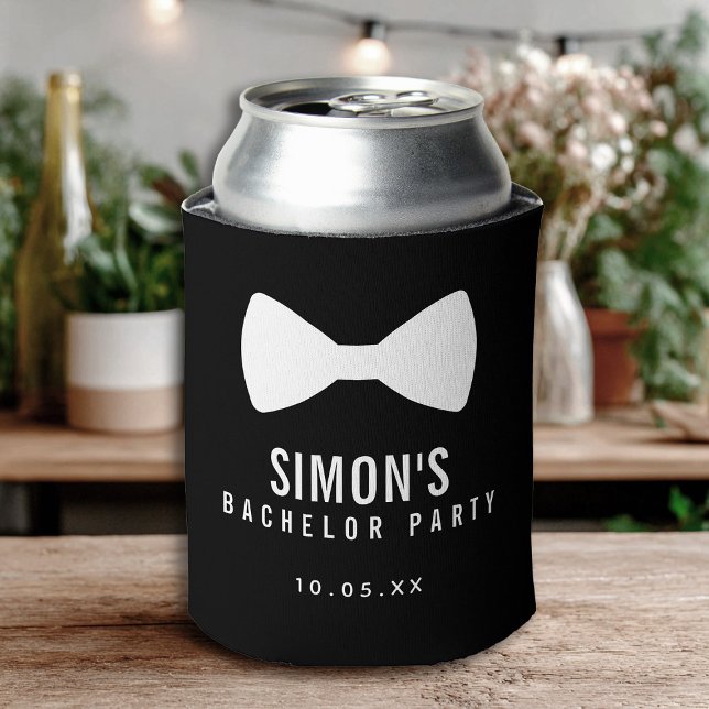 Enfriador De Latas Moderno Minimalista Gran Negrita Partido de la Sol (Modern Minimalist Big Bold Black Bachelor Party Can Cooler)