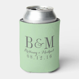 Enfriador De Latas Moderno Monograma Boda Mint Green