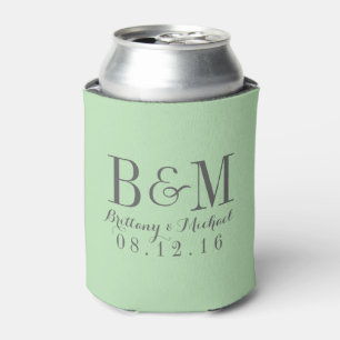Enfriador De Latas Moderno Monograma Boda Mint Green
