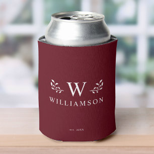 Enfriador De Latas Moderno Monograma Rústico Familia Personalizado Re