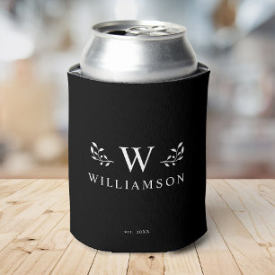 Enfriador De Latas Moderno Monograma Rústico Personalizado Nombre neg