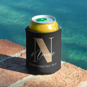 Enfriador De Latas Moderno Monogramado inicial N & Nombre personaliza