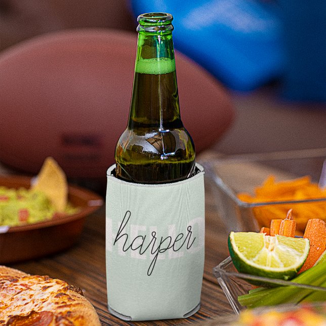 Enfriador De Latas Moderno Pastel Mint Hello Y You Name (Subido por el creador)