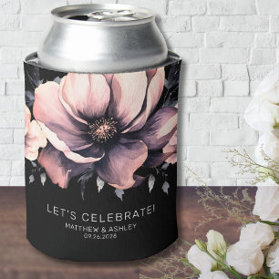 Enfriador De Latas Moderno Rosa Rubor Floral Elegante Boda