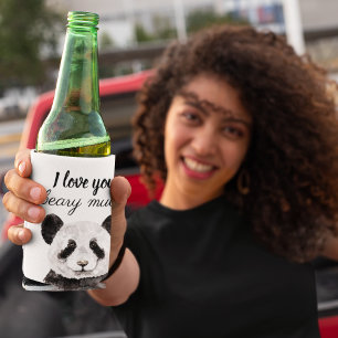 Enfriador De Latas Moderno Te Amo Mucho Panda Blanco Y Negro