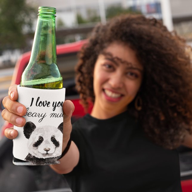 Enfriador De Latas Moderno Te Amo Mucho Panda Blanco Y Negro (Subido por el creador)