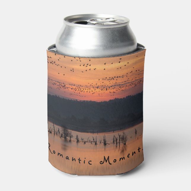 Enfriador De Latas Momentos románticos Aves al amanecer foto con text (Lata Anverso)