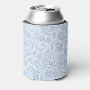 Enfriador De Latas Mono azul blanco lindo con estampado de paisley