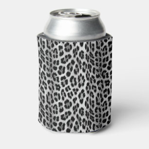 Enfriador De Latas Monocromo blanco y negro, patrón leopardo