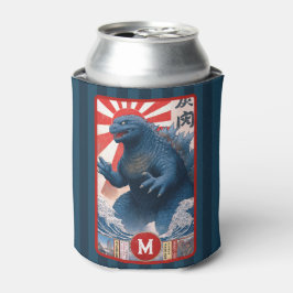 Enfriador De Latas Monogram Blue Lizard Monster Bold Retro Cool Fun