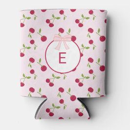 Enfriador De Latas  Monogram Cherry Coquette Pink Custom Cute