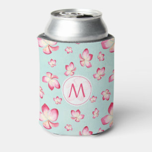 Enfriador De Latas Monograma Aqua de Frangipani Rosa