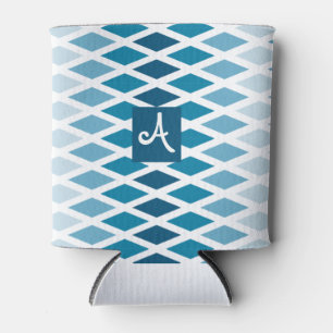Enfriador De Latas Monograma azul de Ombre del diamante