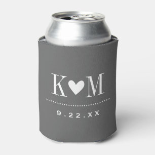 Enfriador De Latas Monograma Boda moderno gris carbón vegetal