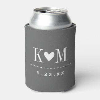 Enfriador De Latas Monograma Boda moderno gris carbón vegetal