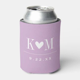 Enfriador De Latas Monograma Boda moderno púrpura Lilac