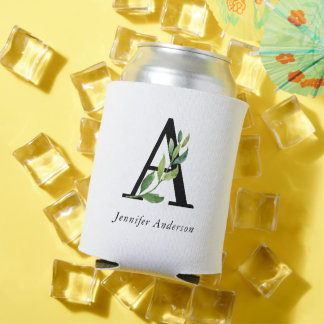 Enfriador De Latas Monograma Botánico Moderno