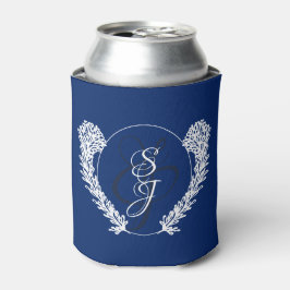 Enfriador De Latas Monograma clásico azul real