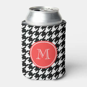 Enfriador De Latas Monograma coralino negro y blanco