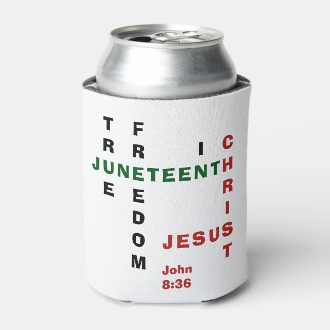 Enfriador De Latas Monograma cristiano JUNETEENTH (Lata Anverso)