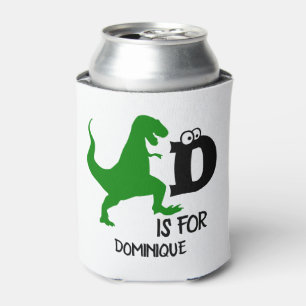 Enfriador De Latas Monograma D de personalizado es para Dinosaur lind