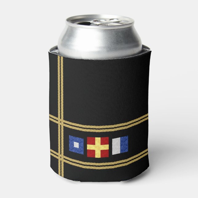 Enfriador De Latas Monograma de bandera de señal marítima náutica (Lata Anverso)
