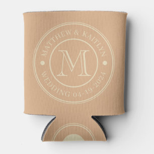 Enfriador De Latas Monograma de Boda Besos de Durazno de Mitad de Sig