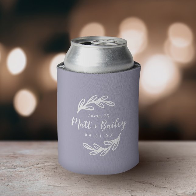 Enfriador De Latas Monograma de Boda de rama negrita | Lilac (Subido por el creador)
