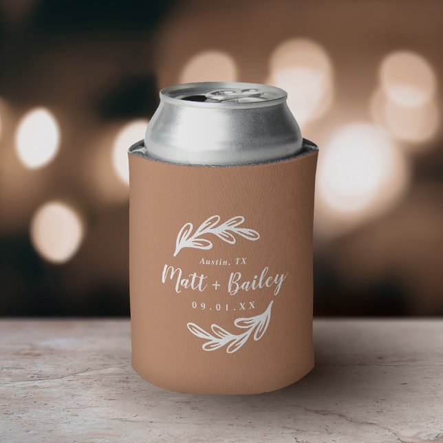 Enfriador De Latas Monograma de Boda de rama negrita | Terra Cotta (Subido por el creador)