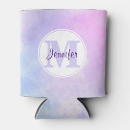 Enfriador De Latas Monograma de color azul rosa púrpura elegante