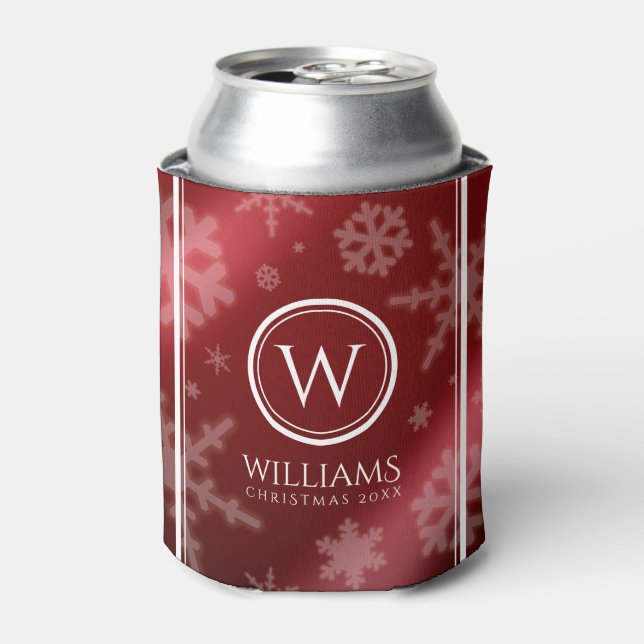 Enfriador De Latas Monograma de copos de nieve de Relieve metalizado  (Lata Anverso)
