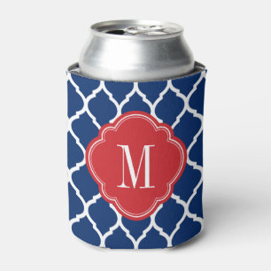 Enfriador De Latas Monograma de cuatrefolios rojo blanco y azul marro