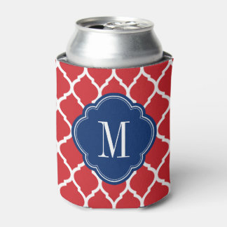 Enfriador De Latas Monograma de cuatrefolios rojo blanco y azul marro