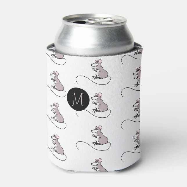 Enfriador De Latas Monograma de cumpleaños de Zodiac año de la rata c (Lata Anverso)