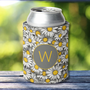Enfriador De Latas Monograma de daisies de país