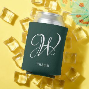 Enfriador De Latas Monograma de Esmeralda Personalizado Inicial