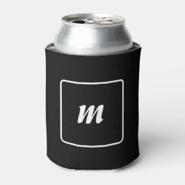 Enfriador De Latas Monograma de franja negra y blanca