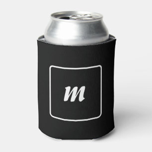 Enfriador De Latas Monograma de franja negra y blanca