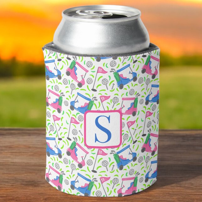 Enfriador De Latas Monograma de golf verde azul precoz (Subido por el creador)