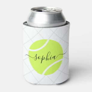 Enfriador De Latas Monograma de guión de bolas de tenis personalizad