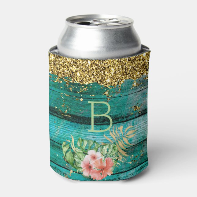 Enfriador De Latas Monograma de Moda de país tropical (Lata Anverso)