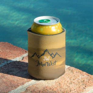 Enfriador De Latas Monograma de montañas personalizables de amanecer