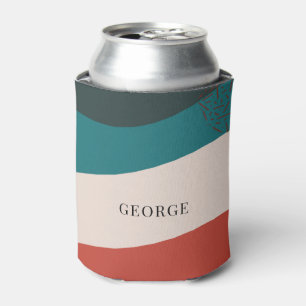 Enfriador De Latas Monograma de nombre de cumpleaños de papá retro pe