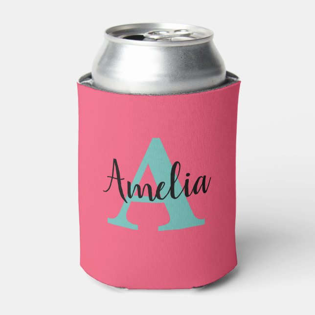 Enfriador De Latas Monograma de nombre personalizado (Lata Anverso)