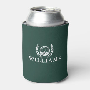 Enfriador De Latas Monograma de nombre personalizado esmeralda clásic