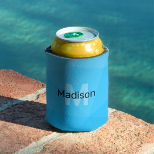 Enfriador De Latas Monograma de patrón de malla geométrica con gradie