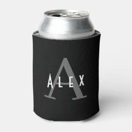 Enfriador De Latas Monograma de Personalizado moderno clásico blanco