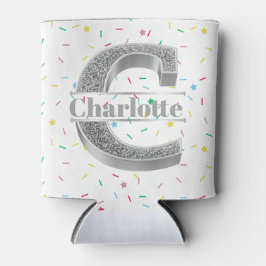 Enfriador De Latas Monograma de plata inicial C personalizado Su nomb